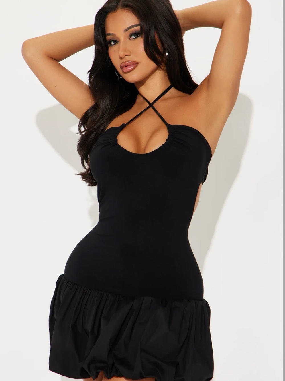 Fashion Nova Black Mini Dress with Crisscross Straps - Picture 3 of 3